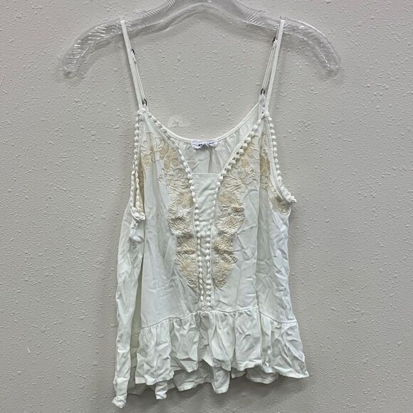 Eyeshadow Elegant White Eyelet Trimmed embroidered boho Top #34 - Picture 1 of 8